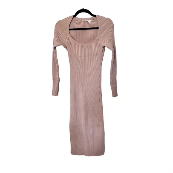Astr the Label Mauve Pink Ribbed Long Sleeves Midi Bodycon Dress Sz M NWOT - Picture 2 of 9